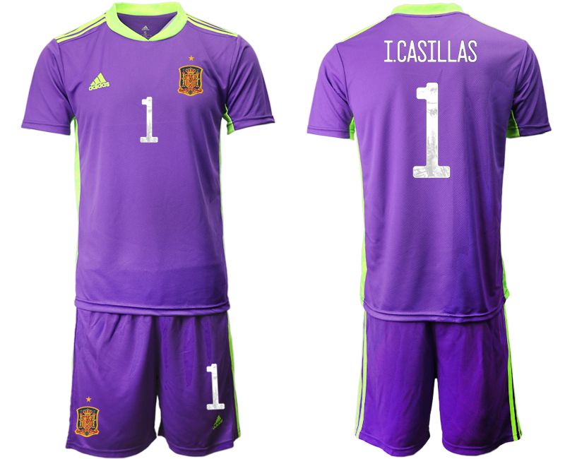 Men 2021 World Cup National Spain purple goalkeeper #1 Soccer Jerseys1
